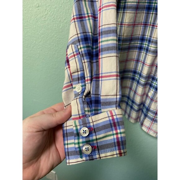 Talbots Plus Petite Women's Blue and Pink Plaid Shirt with Silver Lining Size 2x - Picture 5 of 8